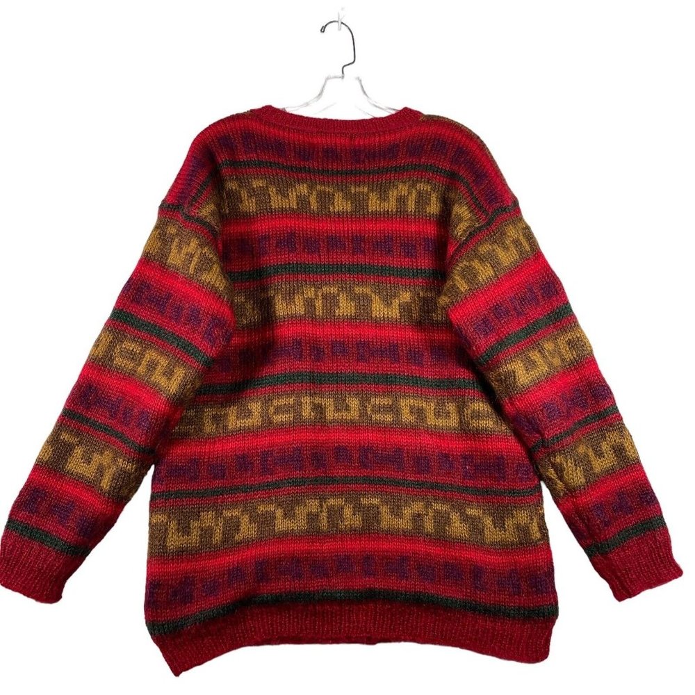 VTG Eddie Bauer Womens Mohair Cardigan Sweater Size M Red Fair Isle Button Lined - Picture 5 of 11